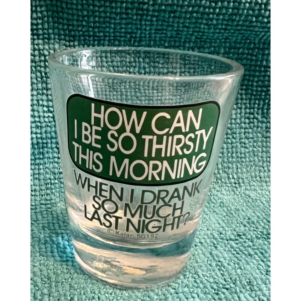 Vintage Kalan Gag Shot Glass - How Can I Be So Thirsty This Morning